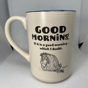 Disney Hallmark Eeyore Mug Good Morning Which I Doubt Cup Winnie The Pooh Blue